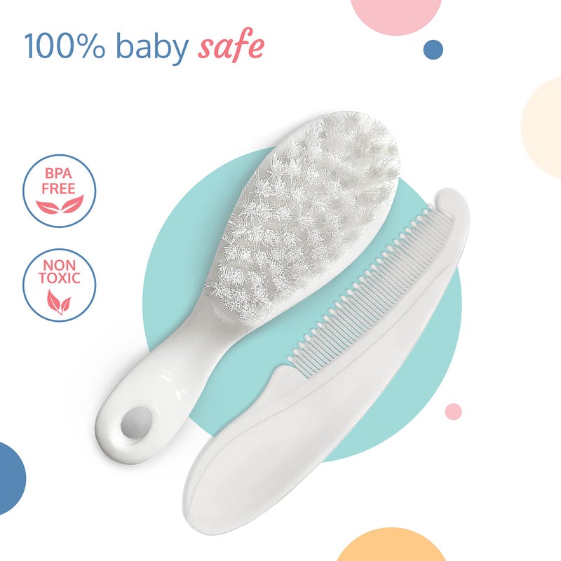 Luv Lap LuvLap Elegant Baby Hair Brush and Comb Set, 0m+ (White) - Image 3